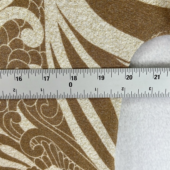 Talbots Crewneck Sweater Size Medium Cream & Tan with Twirling Florals Like New - Picture 8 of 9